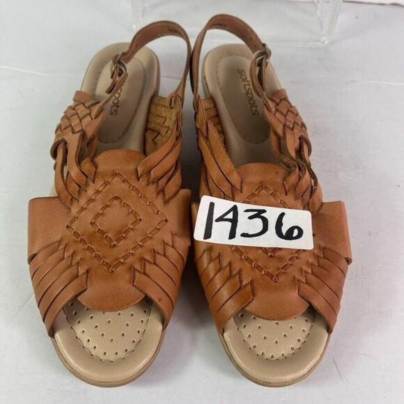 Softspots Sandals Womens 10 Brown Tan Tela Slingback Open Toe Leather - Picture 14 of 14